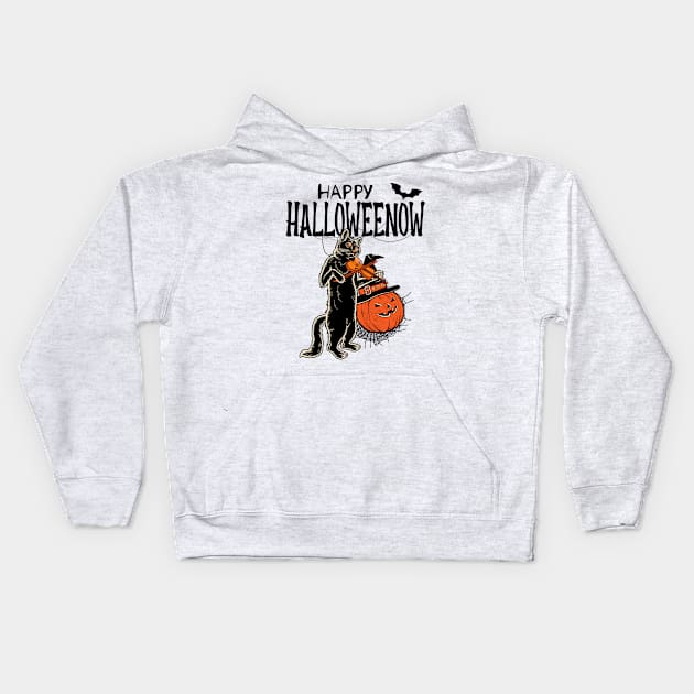 Halloween Cat Haunted Gift Kids Hoodie by pht